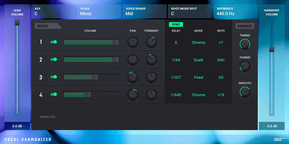 Get Instant 4 - Part Harmony with AIR Professional Vocal Harmonizer, Now!