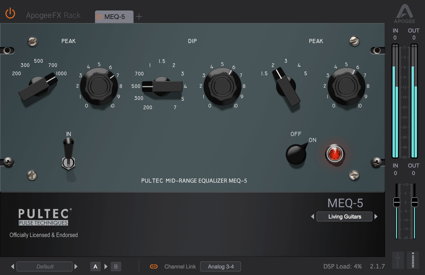 Apogee's Digital Reimagining of the Classic Pultec MEQ - 5 Midrange Equalizer