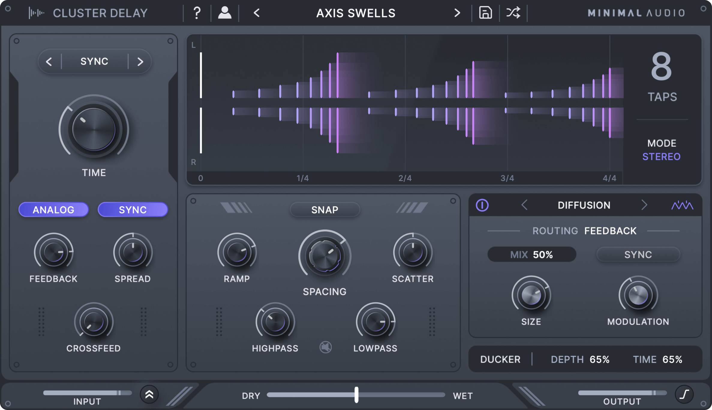 Unique Minimal Audio Cluster Delay Plugin