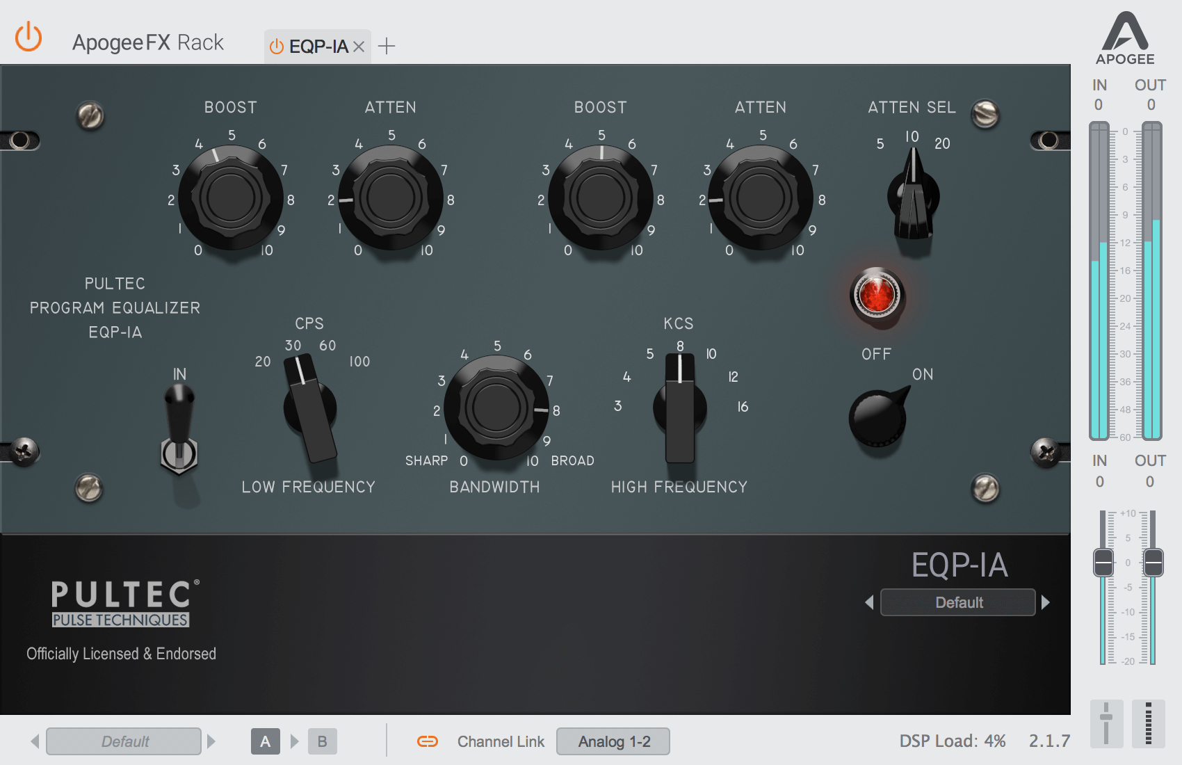 Apogee High - Fidelity Pultec EQP - 1A Audio Equalizer Plugin