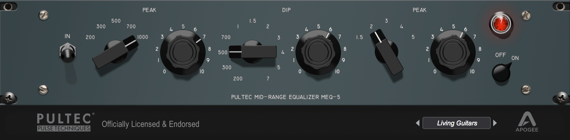 Apogee's Digital Reimagining of the Classic Pultec MEQ - 5 Midrange Equalizer