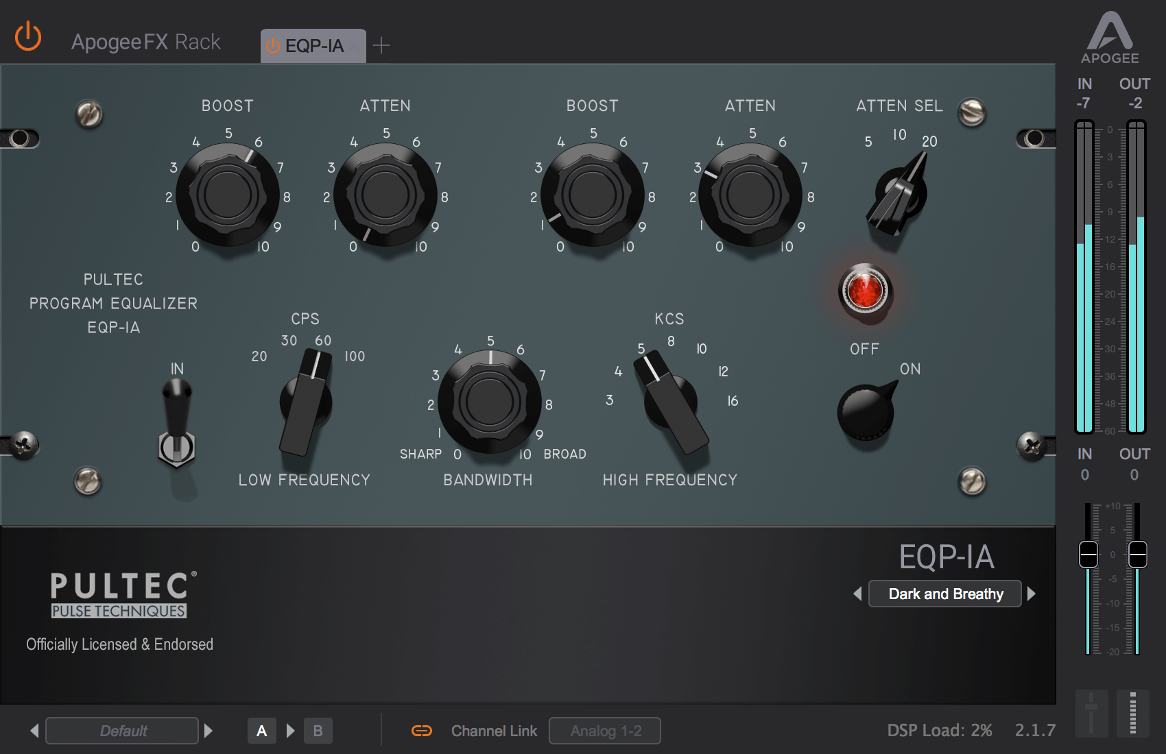 Apogee High - Fidelity Pultec EQP - 1A Audio Equalizer Plugin