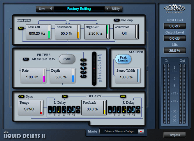 Get the Amazing Nomad Factory Liquid Delays II Filtered Dual - Delay Effect Plug - in