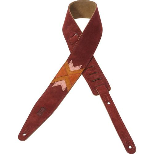 Levy's Burgundy 2-1/2 Suede Leather Adjustable Guitar Strap MS317LWS-BRG