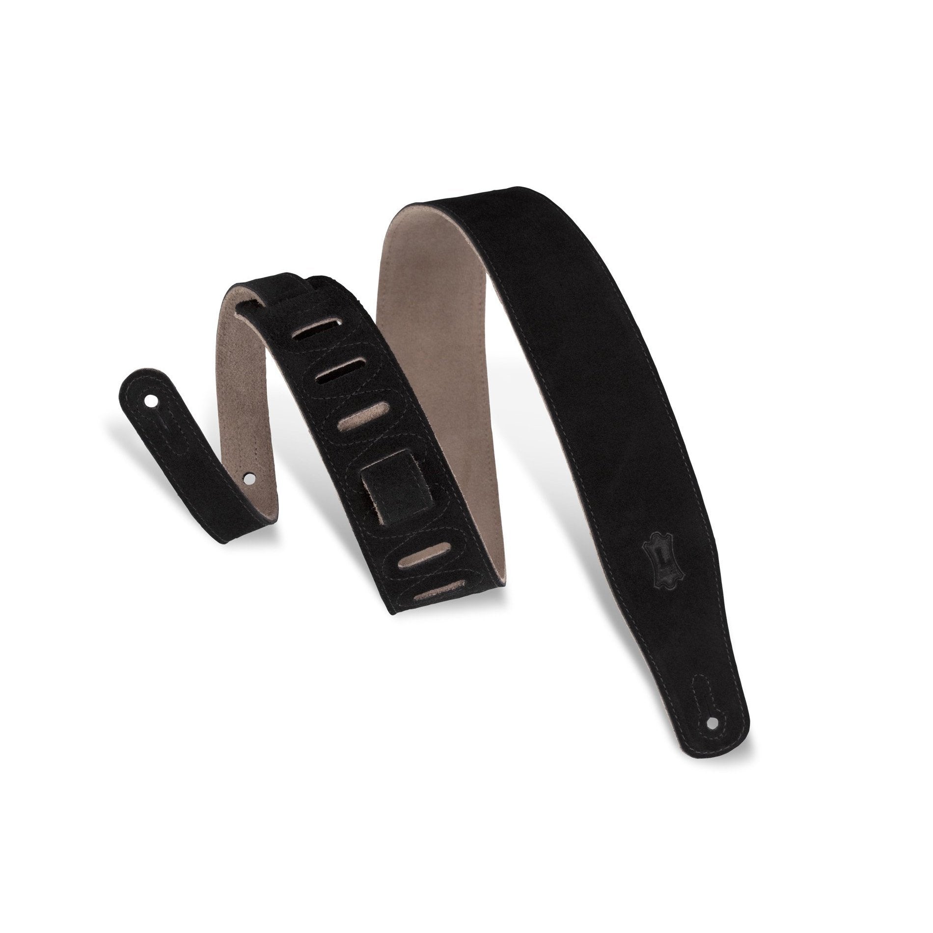 Levy's 2-1/2 Inch Black Hand-Brushed Suede Adjustable Guitar Strap