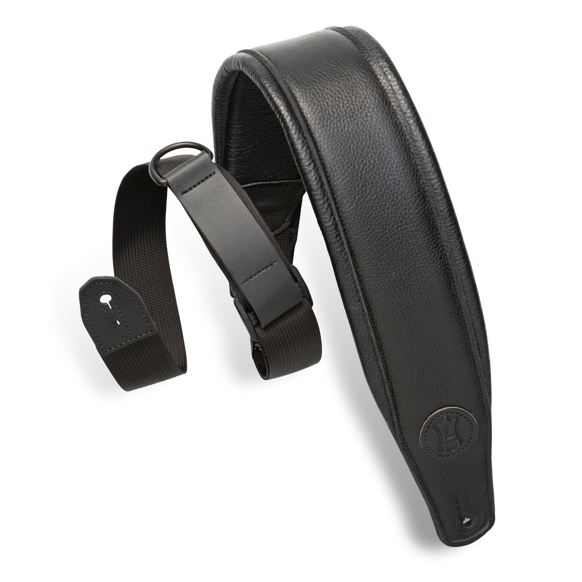 Levy's 3 Padded Garment Leather Guitar Strap - Black | Quick Adjustment!