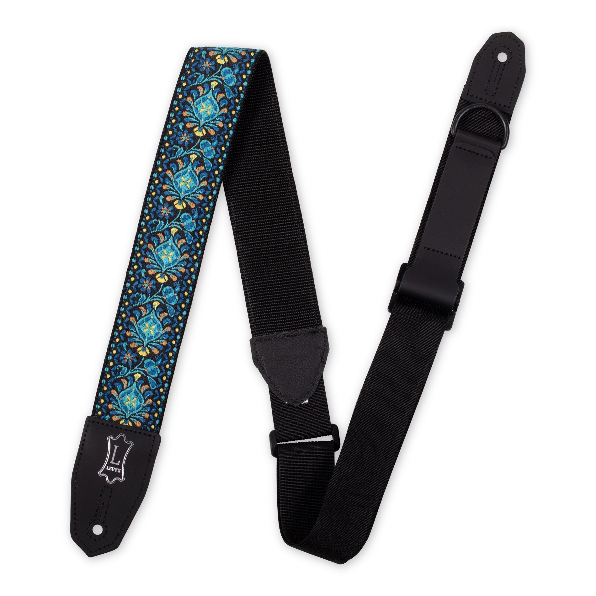 Levy's Special Offer! 2-Inch Woven Right-Height Guitar Strap in Blue, Black & Gold