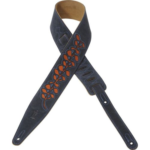 Navy 2 1/2 Suede Leather Guitar Strap - Levy's MS317WV-NAV, Adjustable & Available in XL