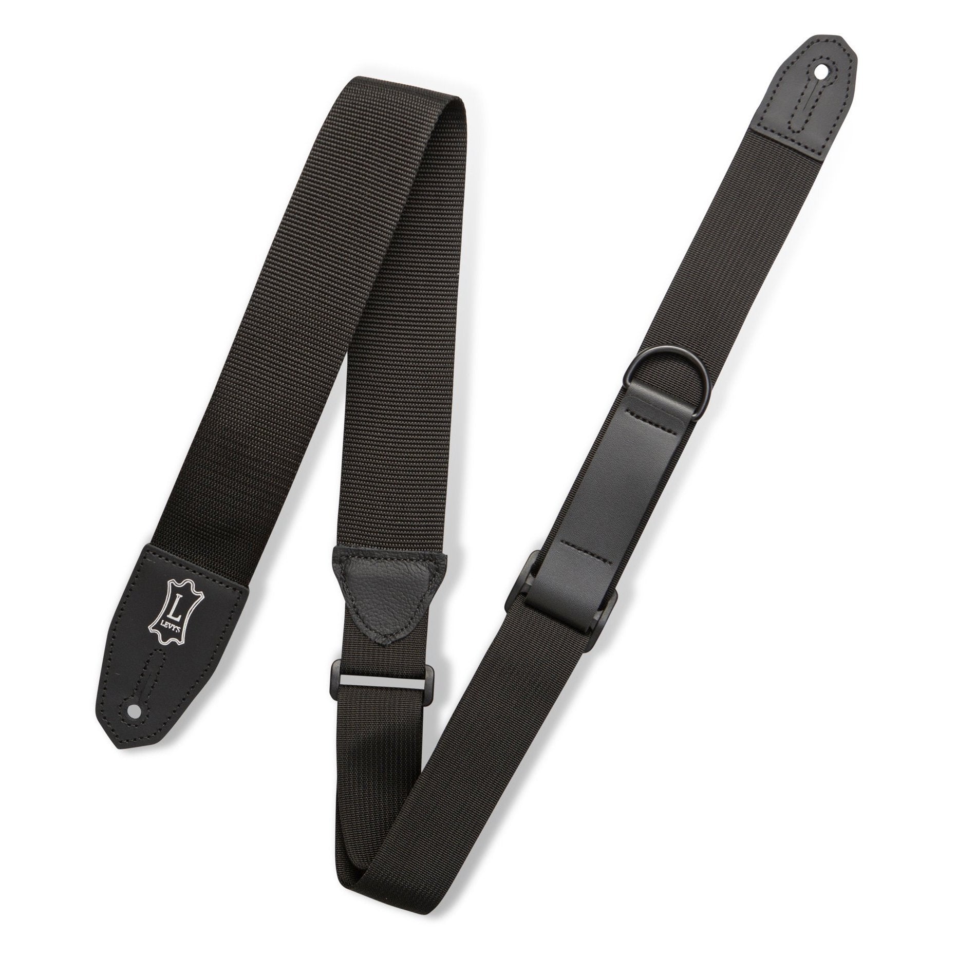Levy's Black Polyester Guitar Strap with RipChord - Ideal for Quick Adjustment