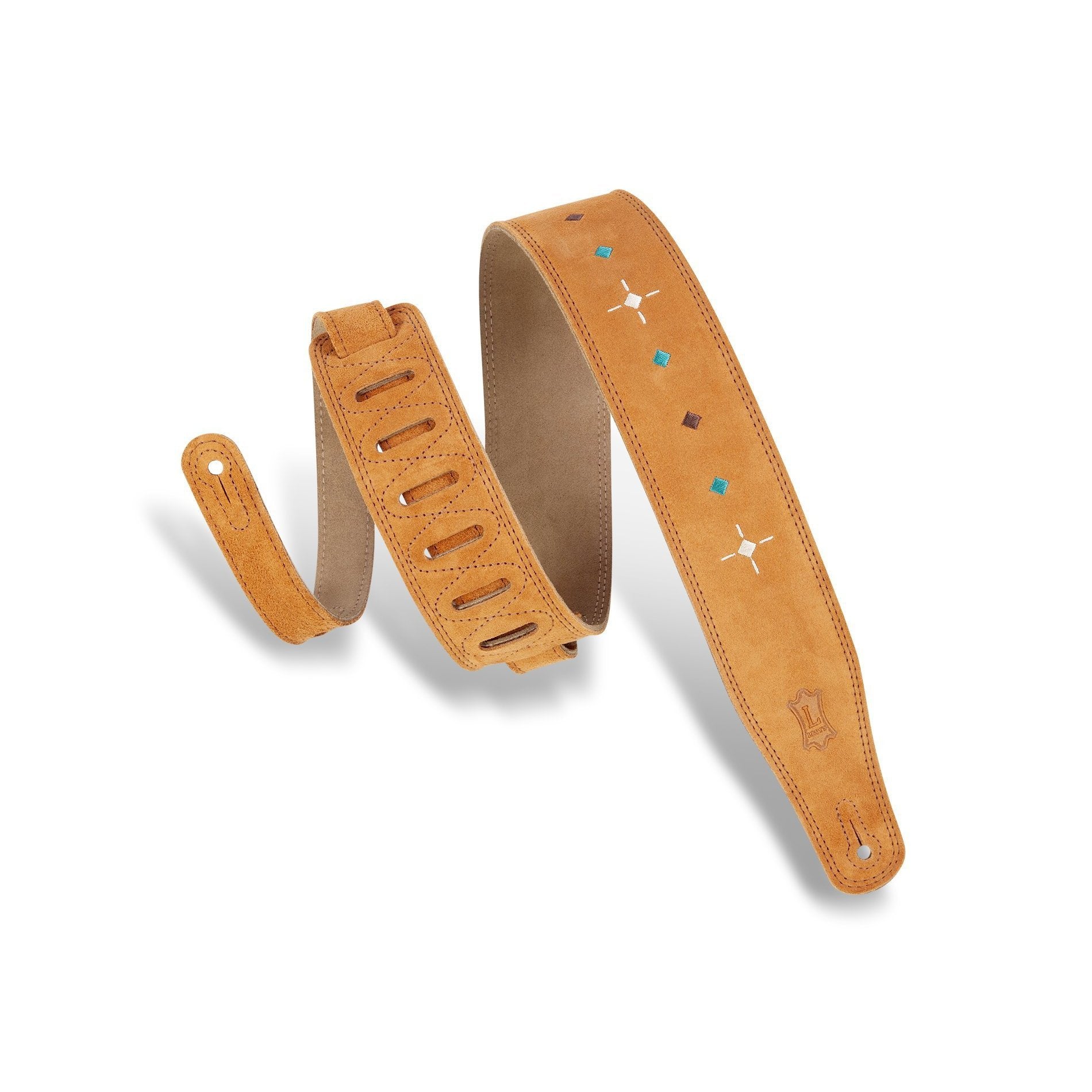 Levy's Honey 2-1/2-Inch Suede Decorative Adjustable Guitar Strap